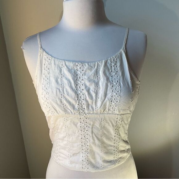 Abercrombie Kids White Eyelet Spagetti Strap Tank. Size 12 - Picture 1 of 11